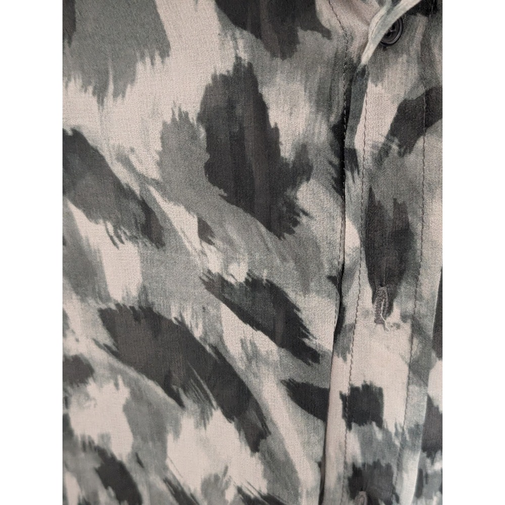 Lavender Brown Grey Black Abstract Animal Print Button Down Shirt Size M USA